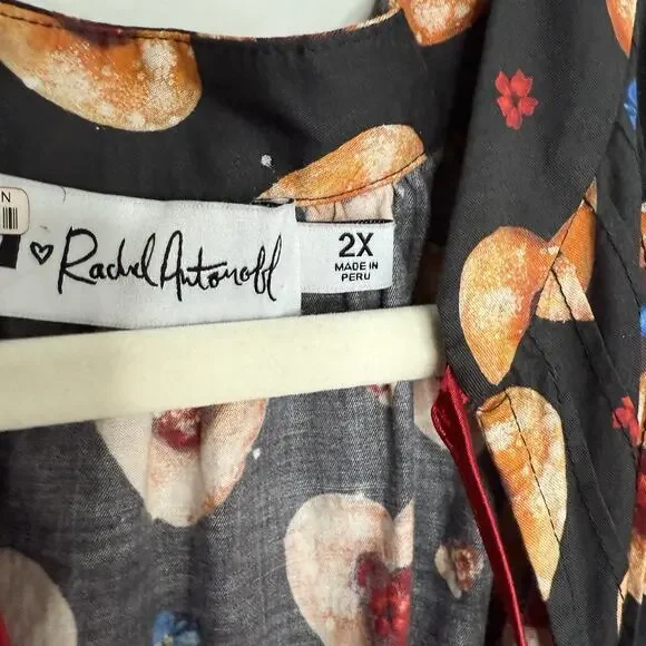 Rachel Antonoff Long Sleeve Mini Laura Dress 100% Cotton Heart Cookies Tie Neck - Picture 8 of 12